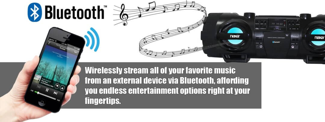 Naxa MP3/CD Bass Reflex Boombox and PA System with Bluetooth